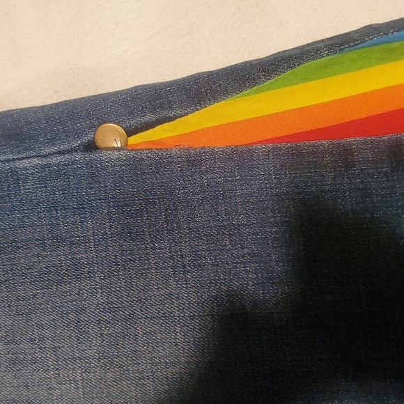 Levi’s 529 curvy boot cut UPCYCLED Flared Rainbow Insert Sz. 14S X 29 Blue Jeans - Picture 14 of 15
